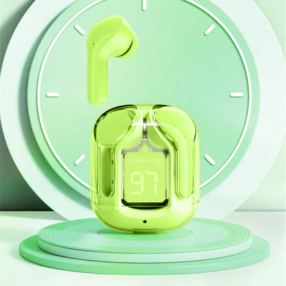 Mini écouteurs Bluetooth transparents – Réduction du bruit ENC et affichage numérique