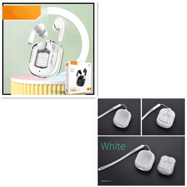 Mini écouteurs Bluetooth transparents – Réduction du bruit ENC et affichage numérique